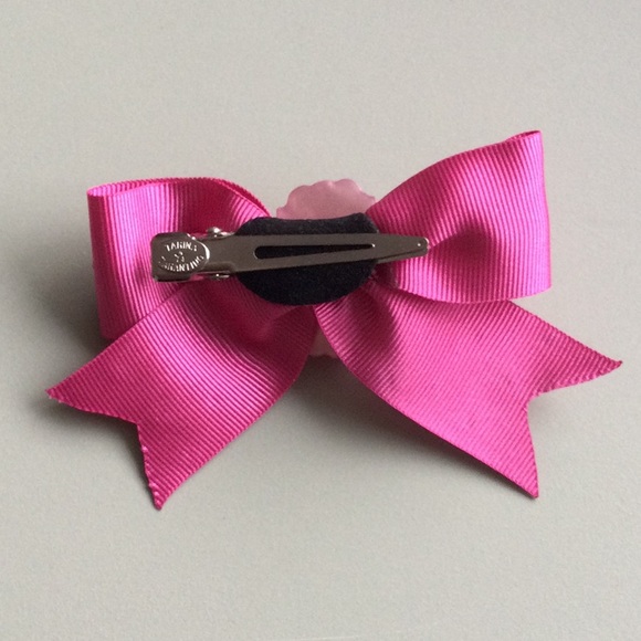 Tarina Tarantino Pink Skull Swarovski Crystal Bow Hair Clip - Picture 3 of 4